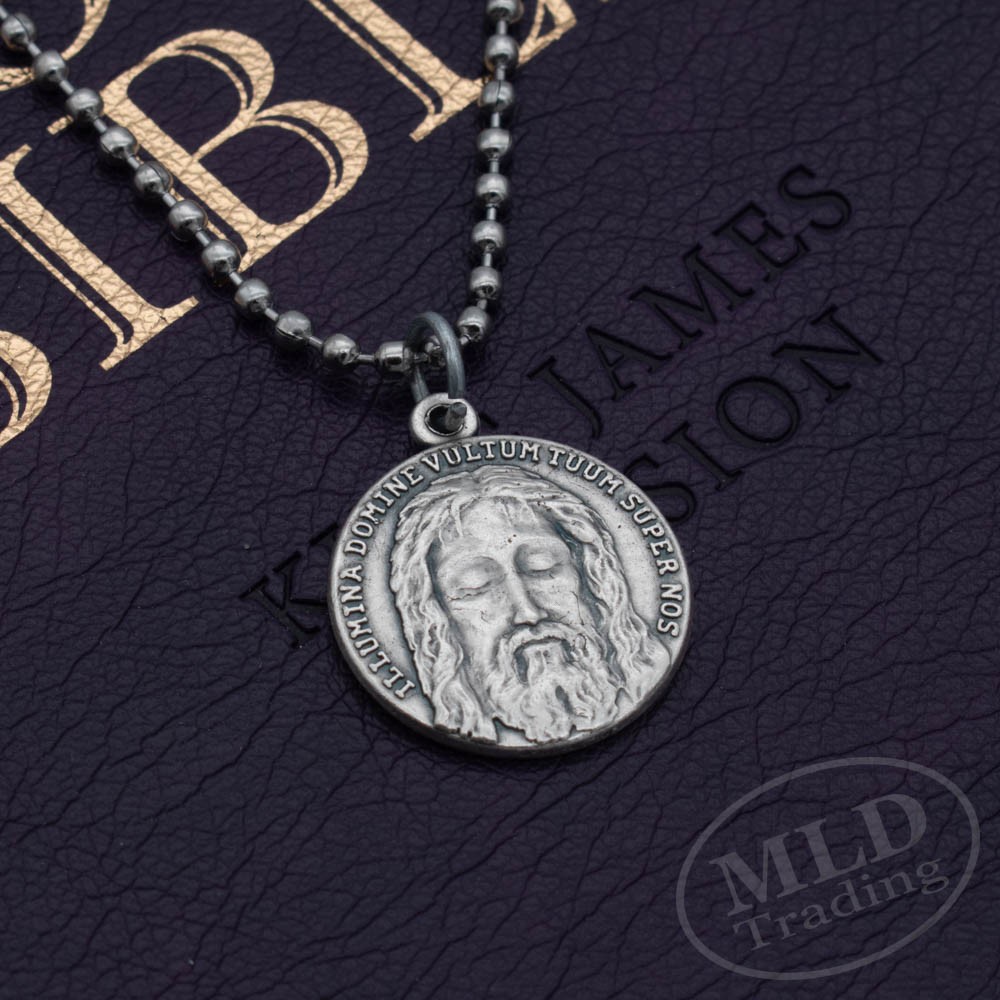 Holy Face of Jesus Medal Necklace – Italian Silver-Plated Catholic Pendant