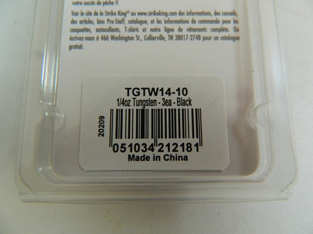 Strike king Tour Grade Tungsten bullet weights codeTGWT14-10