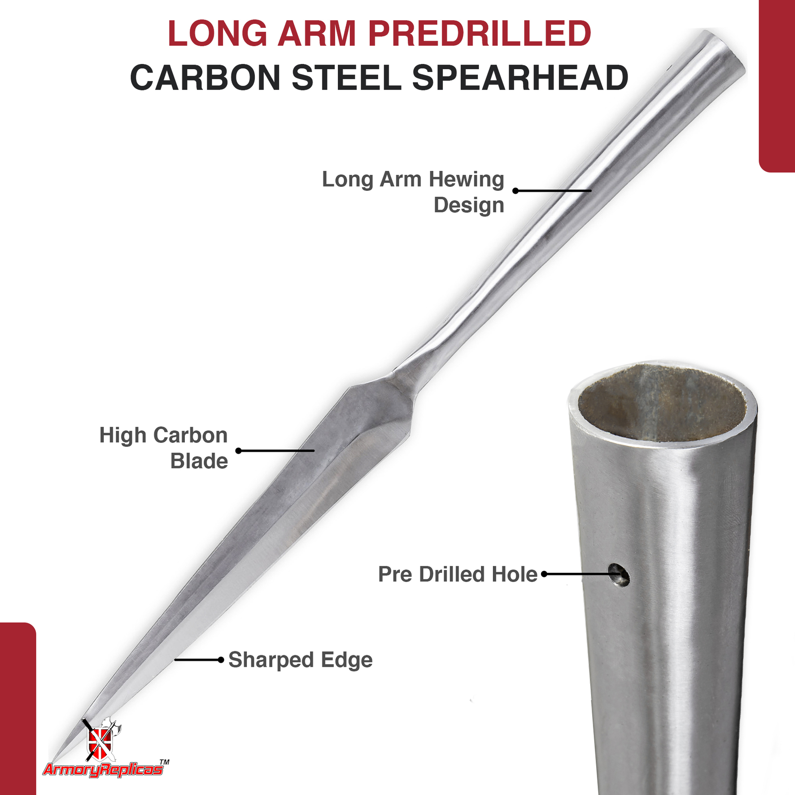 Hand Forged Medieval Inspired Predrilled Spear Head Collection Historical Replic