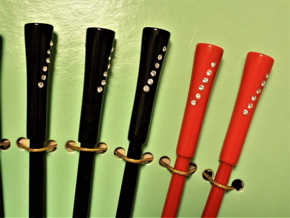 MITCHELL THOMAS CLASSIC EJECTOR CIGARETTE HOLDERS 5 3/4" SIMULATED DIAMONDS 12ct