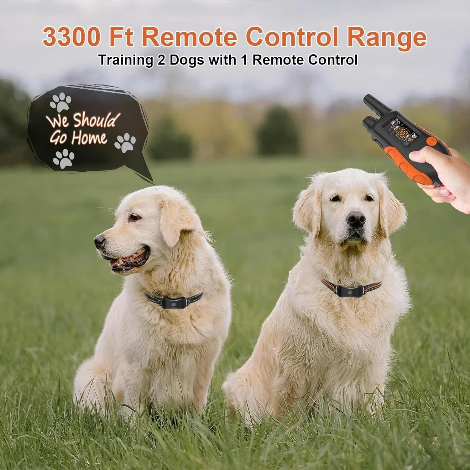 3300FT Shock Dog Training Collar For 2 Pet Rechargeable Remote Waterproof