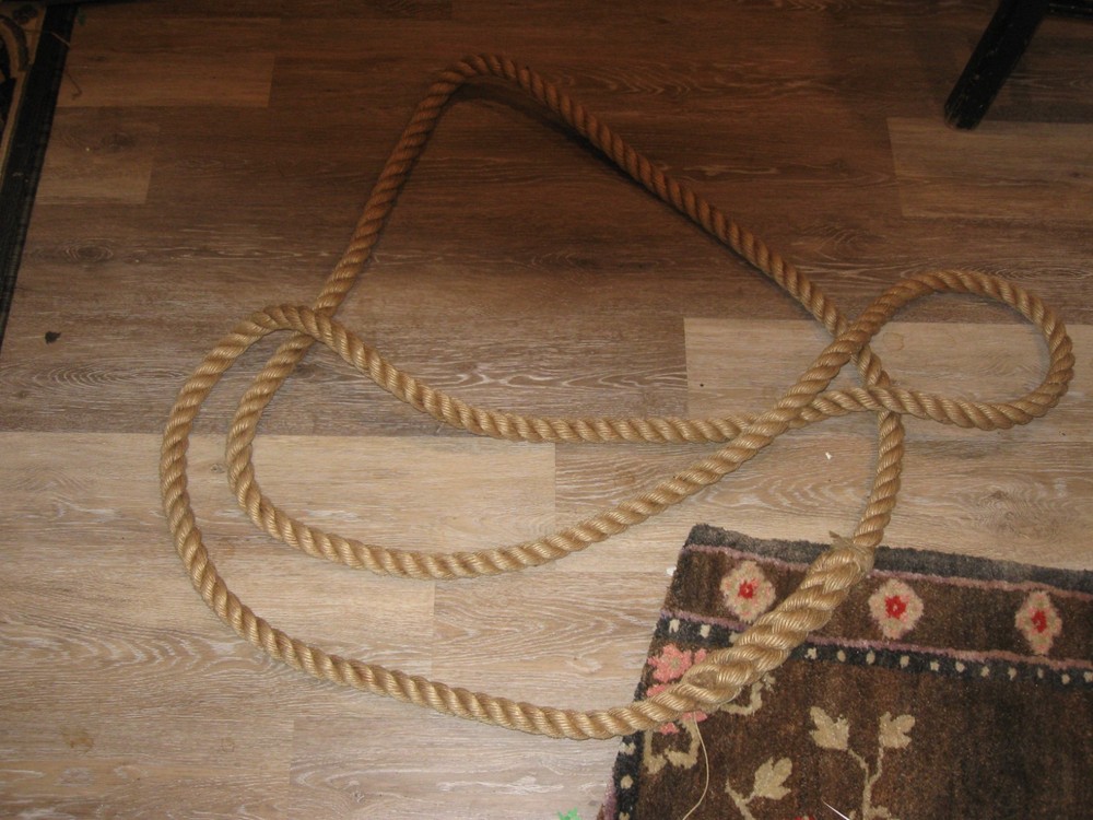 Estate Found HEMP ROPE Braid-on-Braid Loop, Thick Rope Braided End 2 End AMAZING