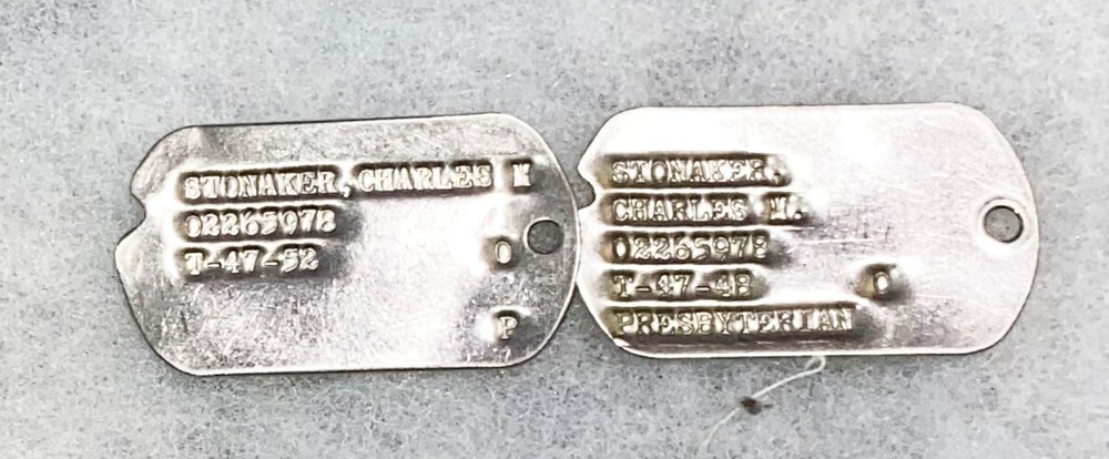 Post-WWII Charles Stonaker T-47 Dog Tag Set
