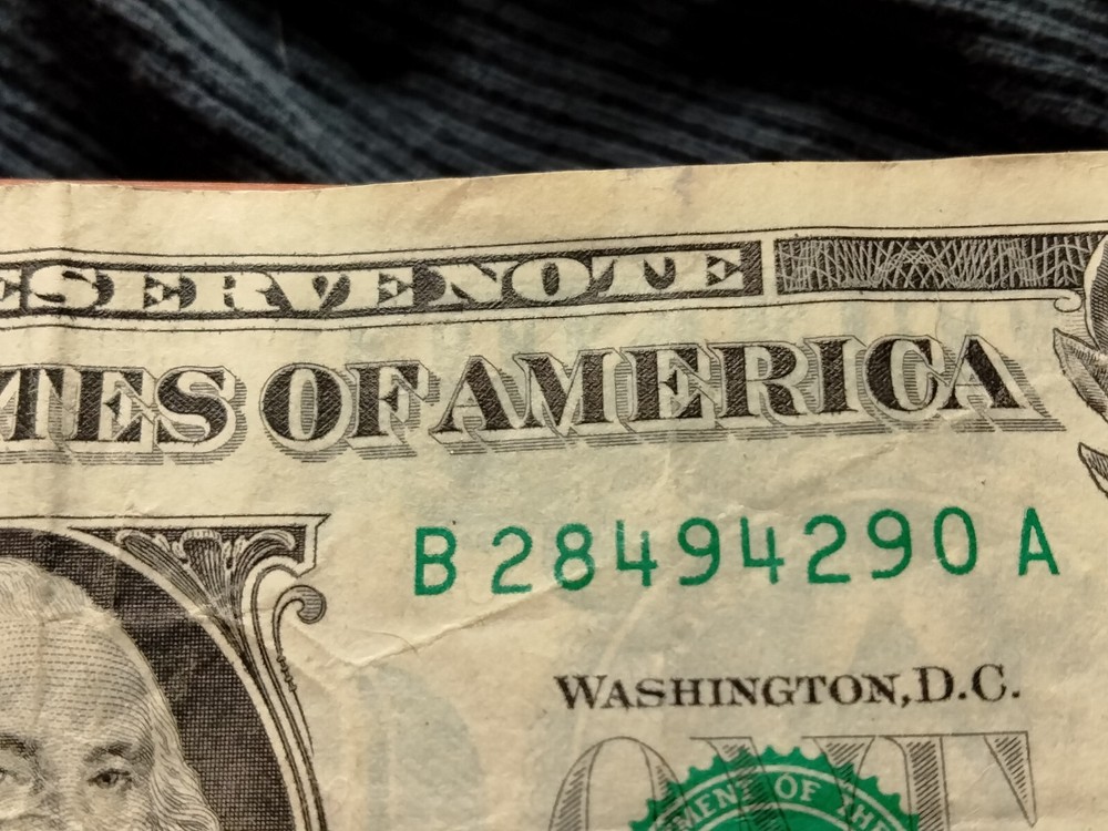 2017 A $1 Bill Wet Ink Transfer