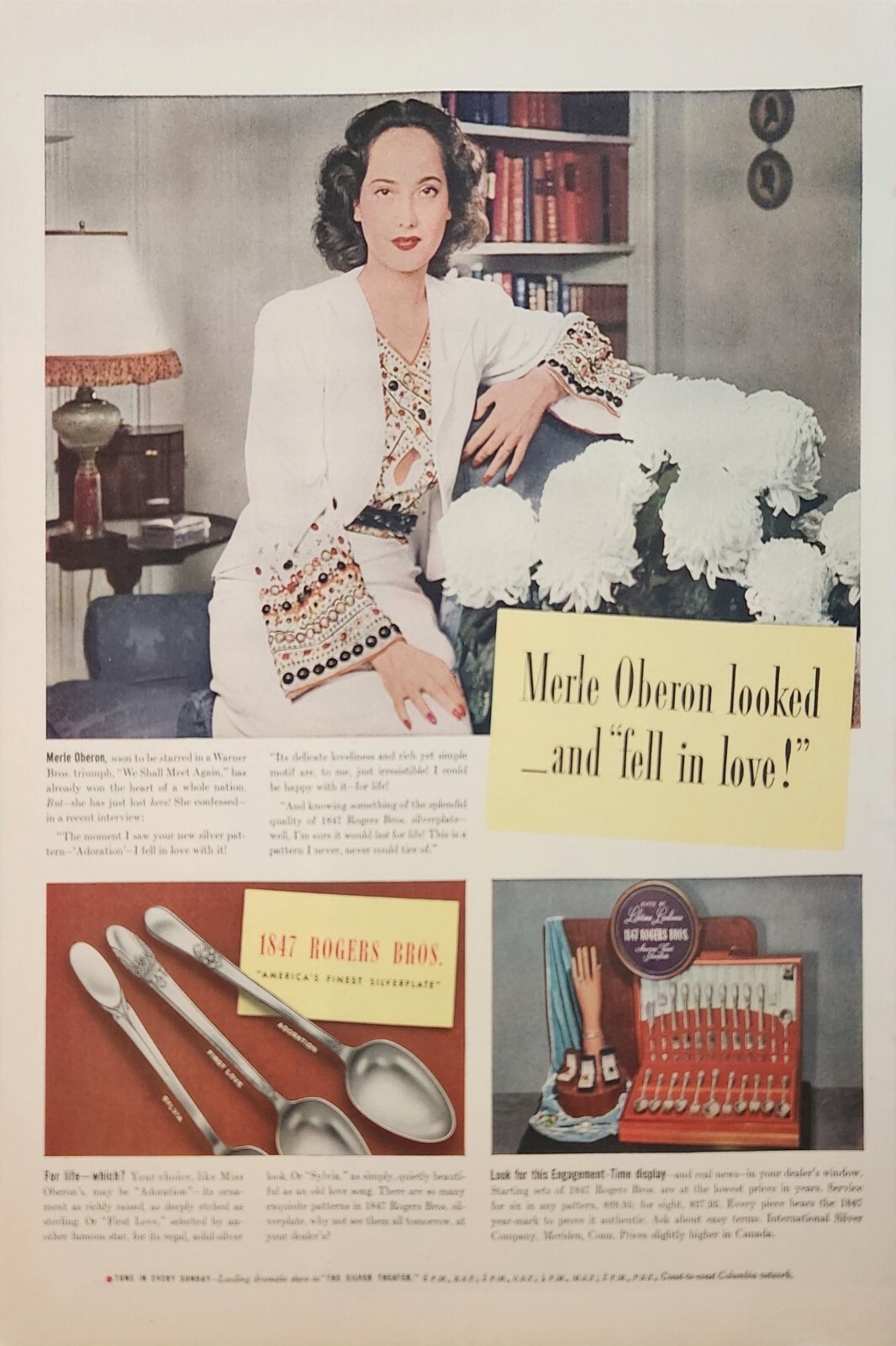 1940 1847 Rogers Bros Silverplate Vintage Ad Merle Oberon looked fell in love