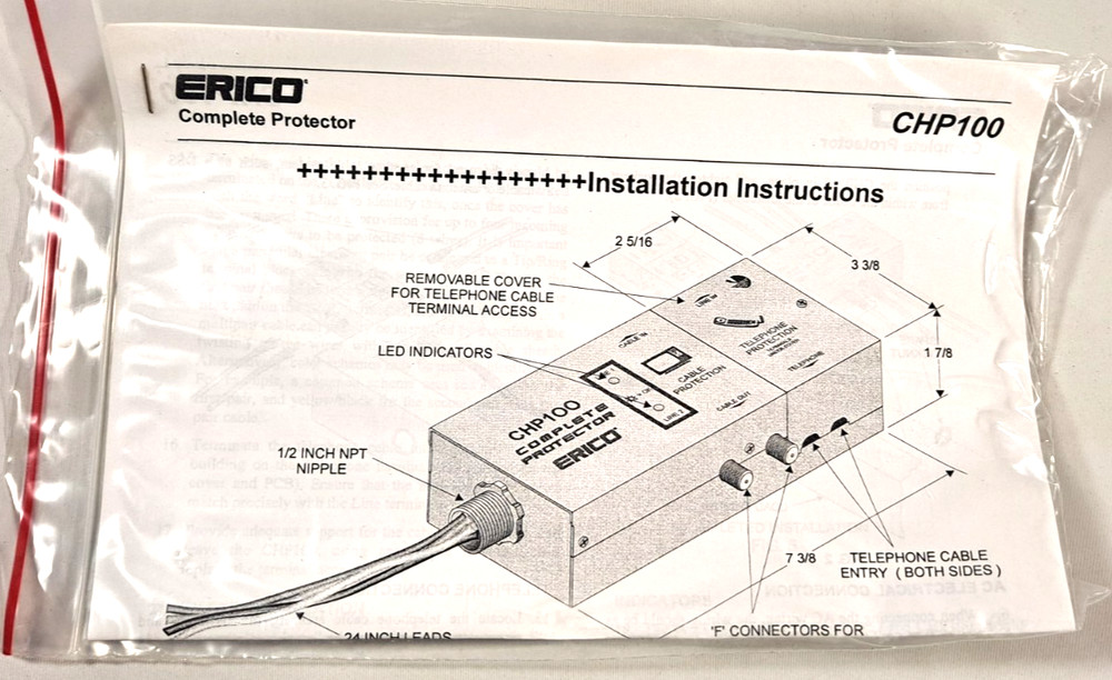 Erico Transient Voltage Surge Suppressor, Model CHP100.