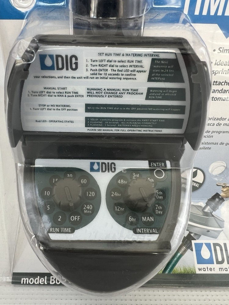 DIG 2 Dial Hose End Timer Programmable Battery Operated B092A For Drip/Sprinkler