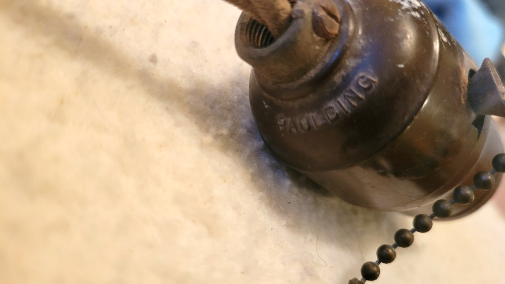 Vintage Paulding Light Socket Pull Chain 6' Twisted Cloth Covered Wire PullChain