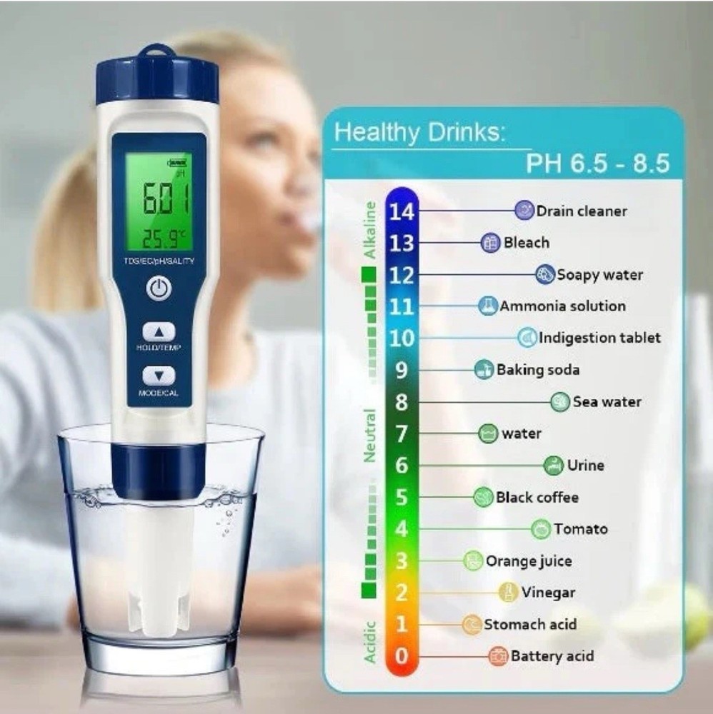 Digital pH & Temperature Meter LCD Backlight Display, Auto Temp Compensation