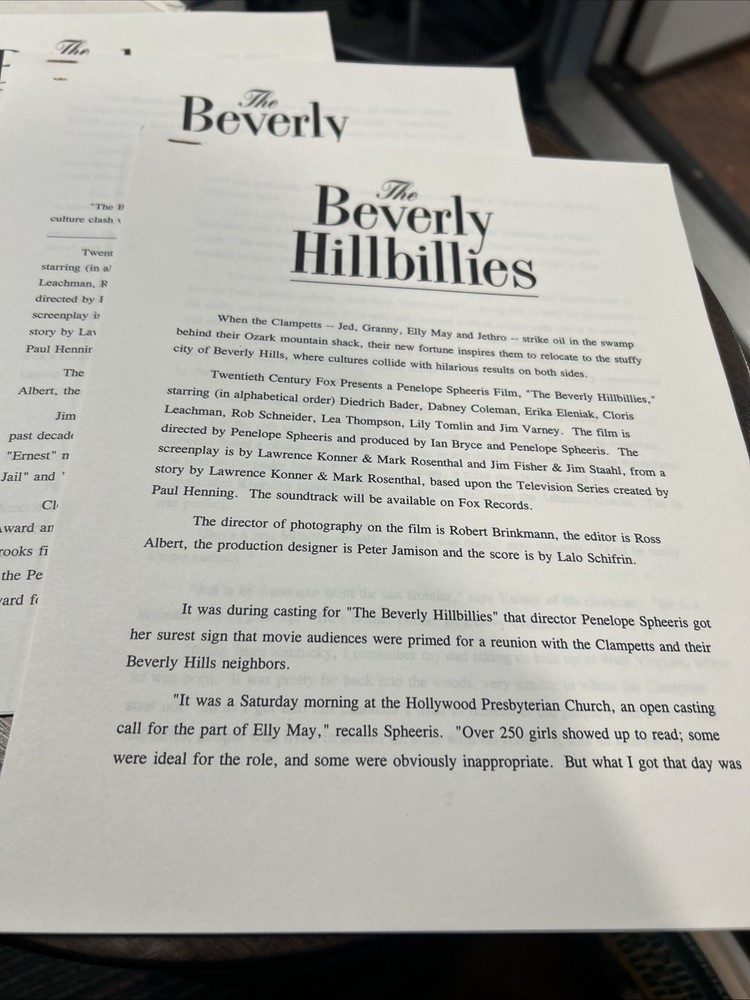 The Beverly Hillbillies Original TV Script