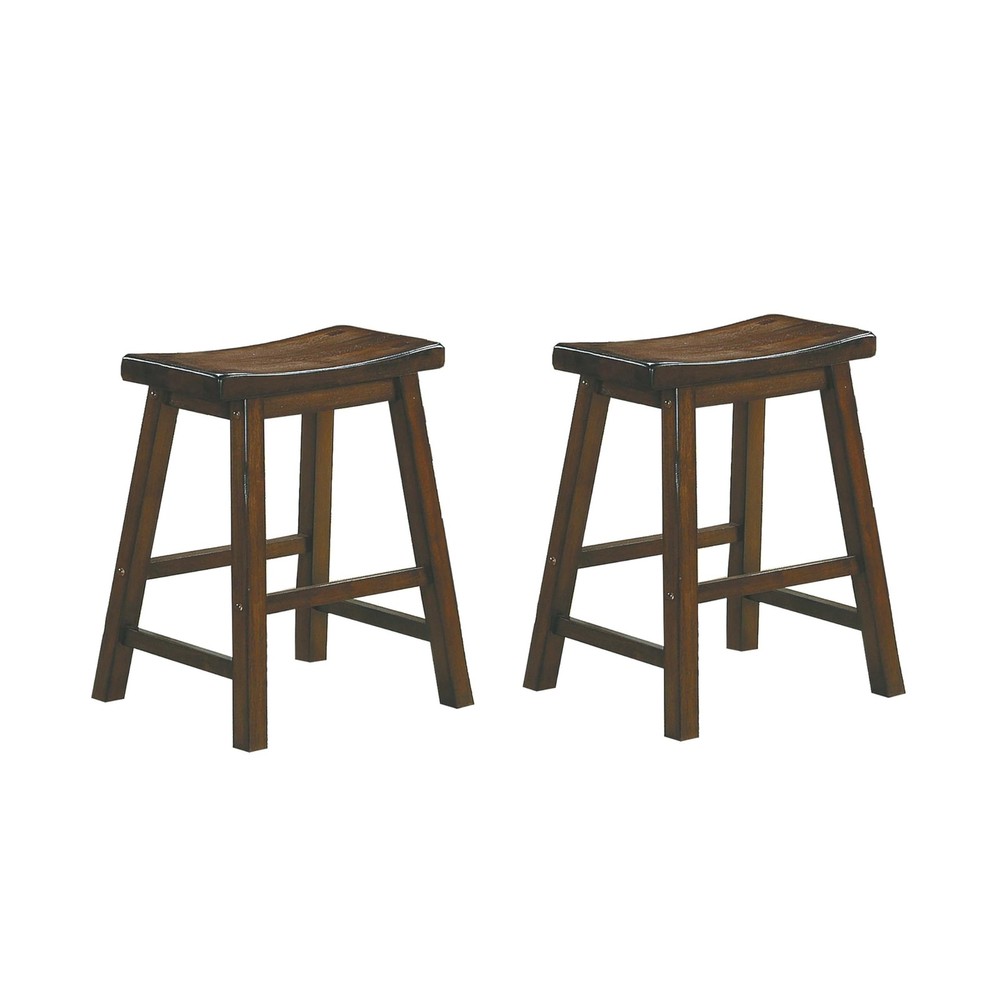 Saddleback Solid Wood Kitchen Height Stool Set of 2 - Saddle Kitchen Stool Di...