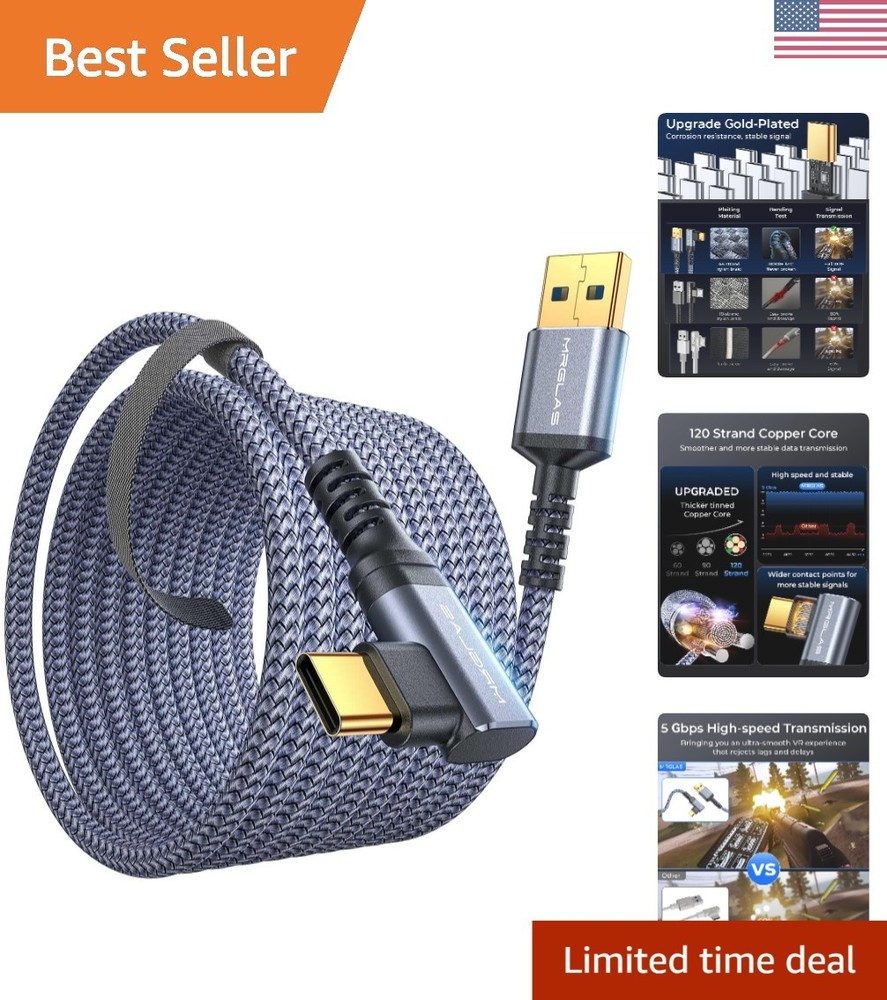 Oculus/Meta Quest 16 FT Gold-Plated USB C Cable with 5Gbps Data Transfer Speed
