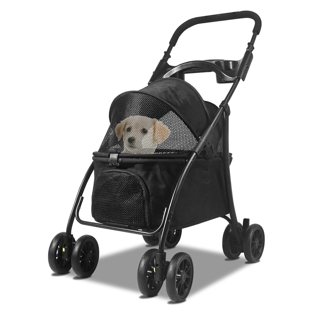 Foldable Pet Stroller, Dog Stroller for Medium Dog 20+ Lbs, 4 Wheels Cats Stroll