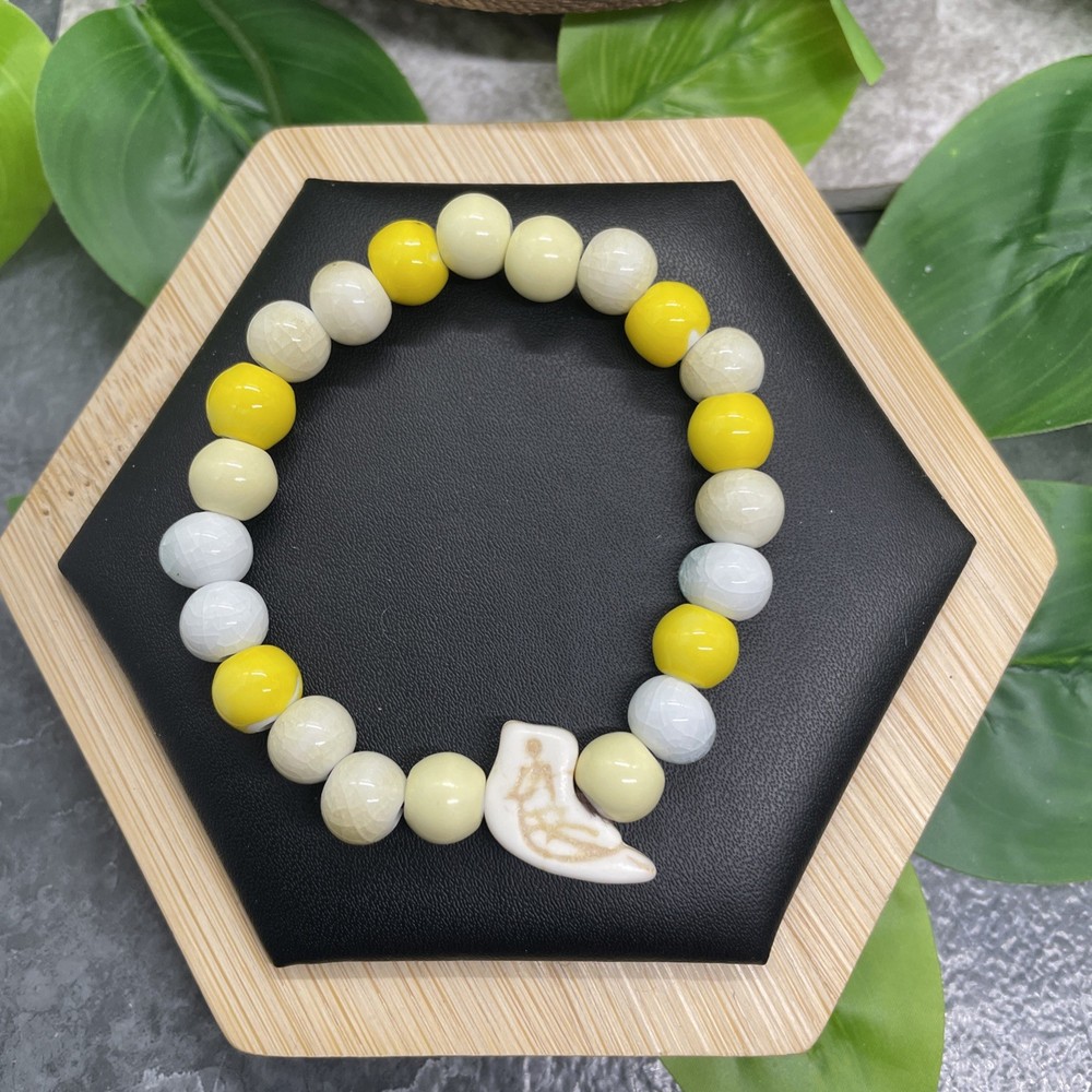 Handmade Ceramic Bead Beaded Stackable 6” Plus Stretch Bracelet New B4