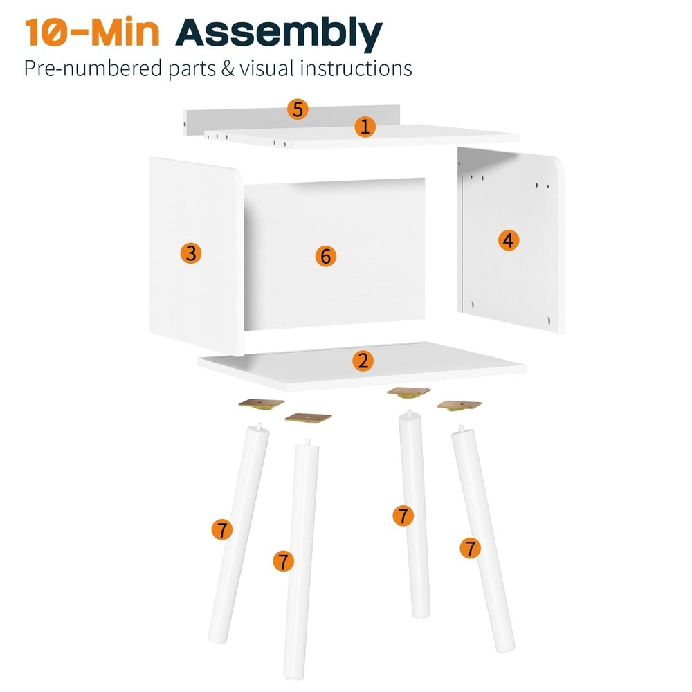 Yoobure Mid Century Modern Nightstand for Small Spaces - Small Side Table wit...