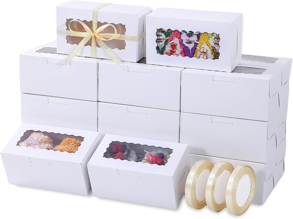 White Bakery Boxes with Window -. Inches Small Bakery, Cookie, Pastry,