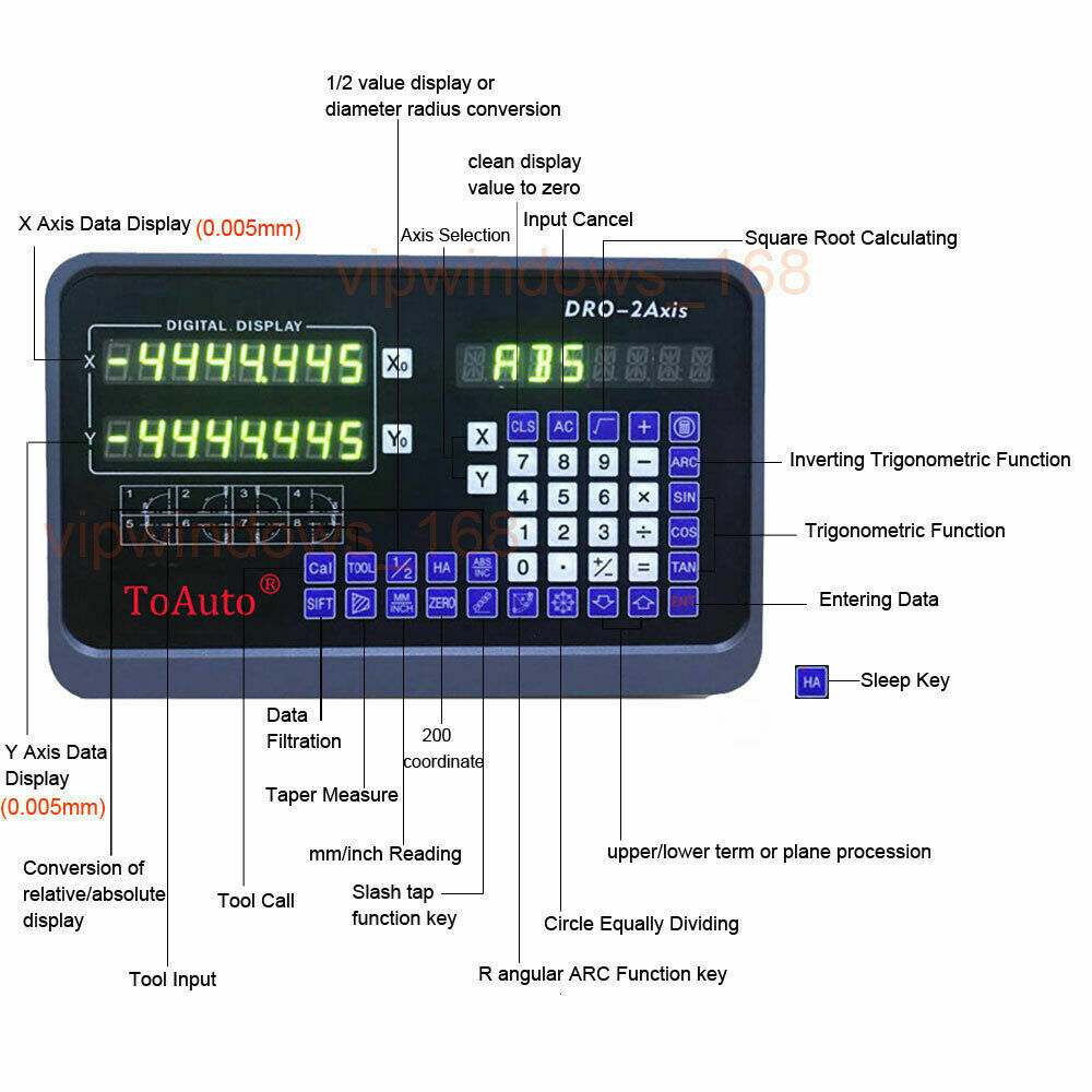 2 Axis Digital Readout DRO &2 TTL Linear Glass Scale Encoder for milling CNC