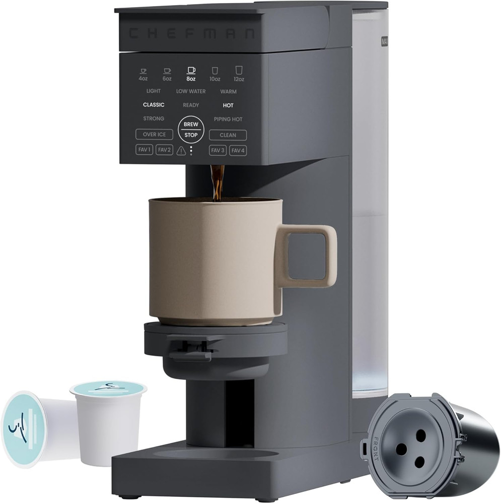 Caffeinator Single Serve Coffee Maker with Iced Coffee Function & Programmable S