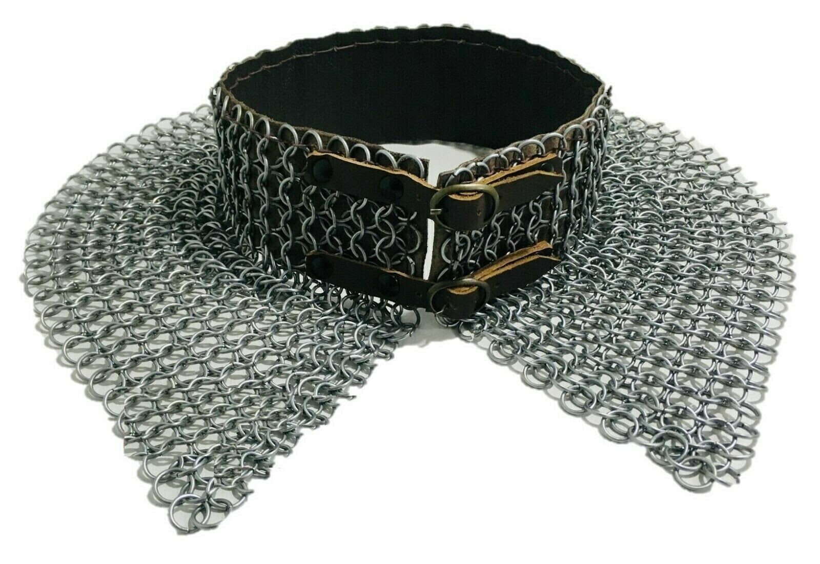 ChainMail Mild Steel 10mm Butted Collar Oil Finished w/ Brown Leather