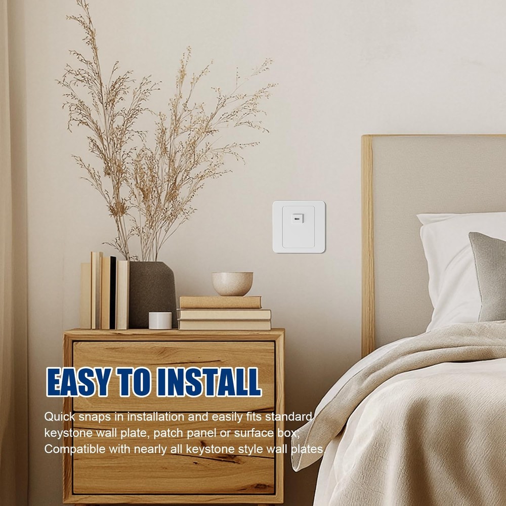 BERLAT USB C Keystone, C Keystone Jack Insert Adapters 3 Pack - White