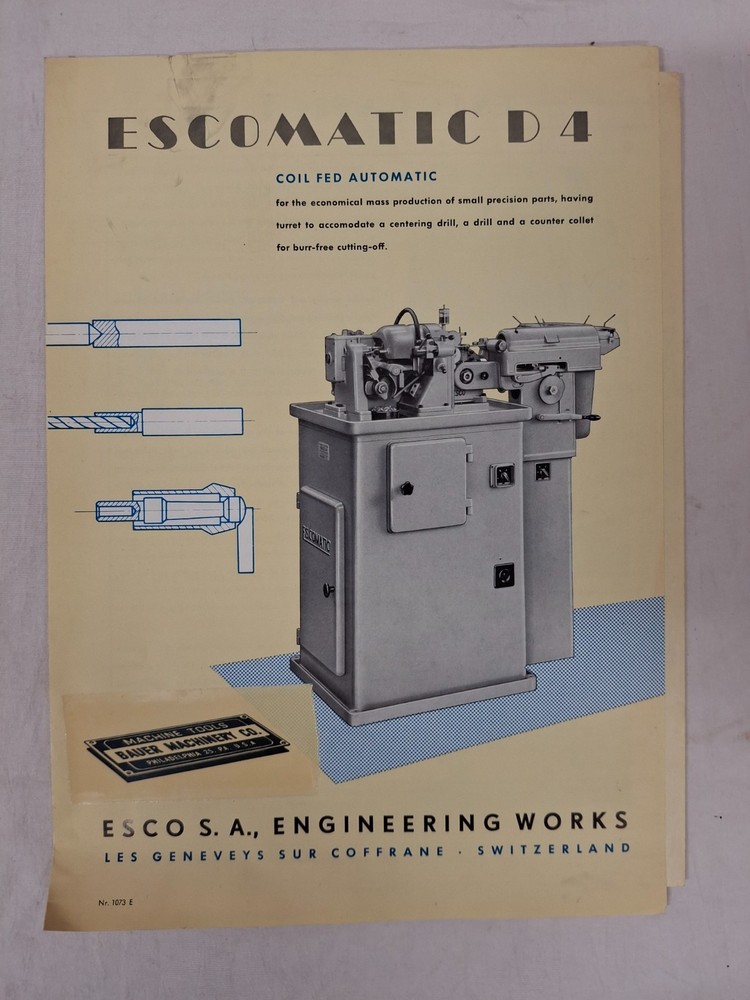 Esco S.A. Engineering Escomatic D4 Bulletin Brochure