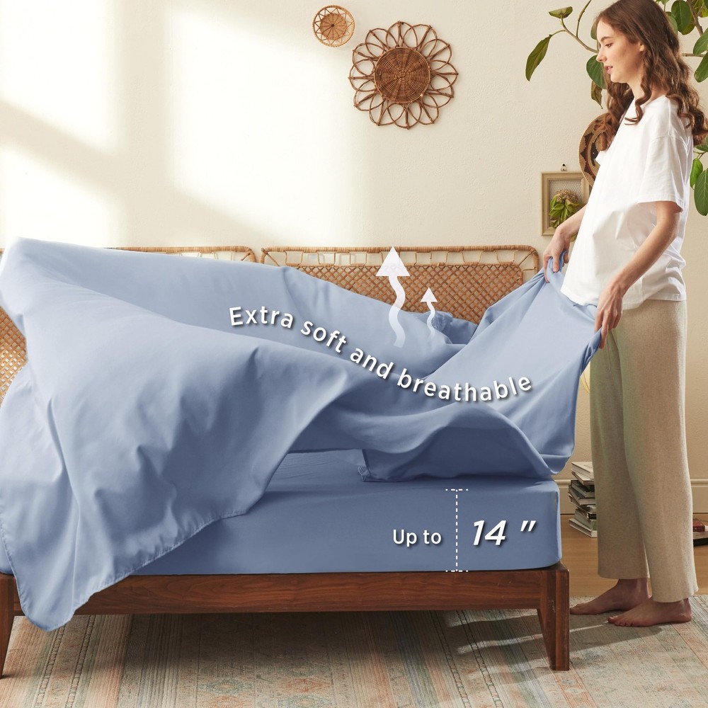 Bedsure King Comforter Set 7 Piece Floral Blue