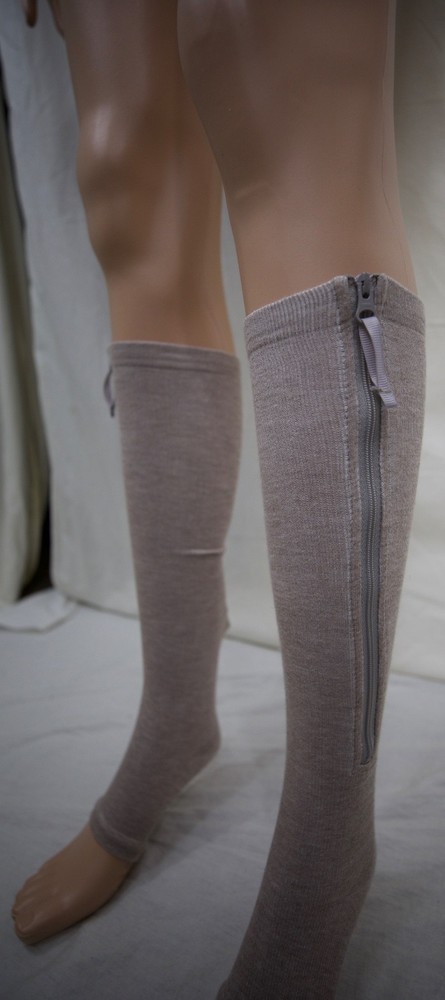 Open-Toe Compression Socks, side zippers, XS.