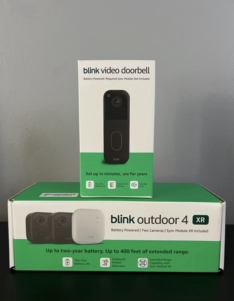 Bundle-Blink 2-pc Camera System with 400' Range and Sync Module XR+Doorbell NEW