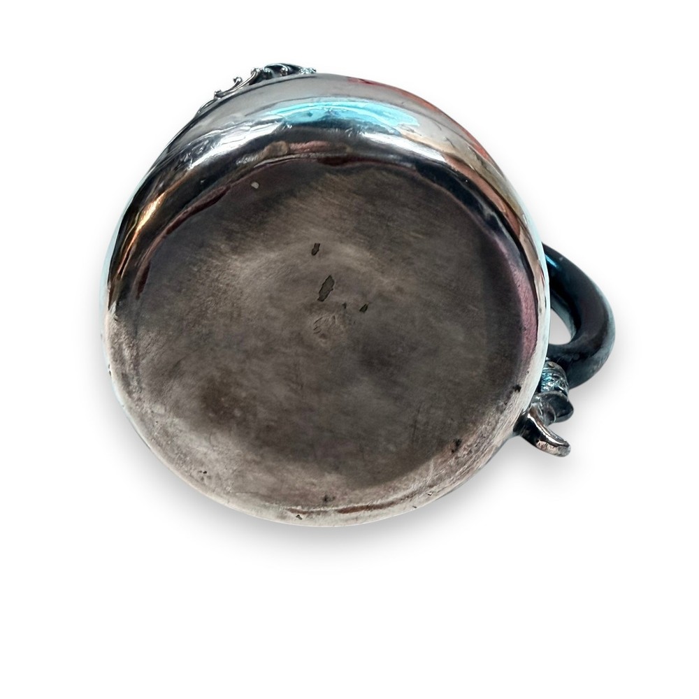 Antique Silverplate Hinged Lid Pitcher, Ornate Victorian Style, Black Handle