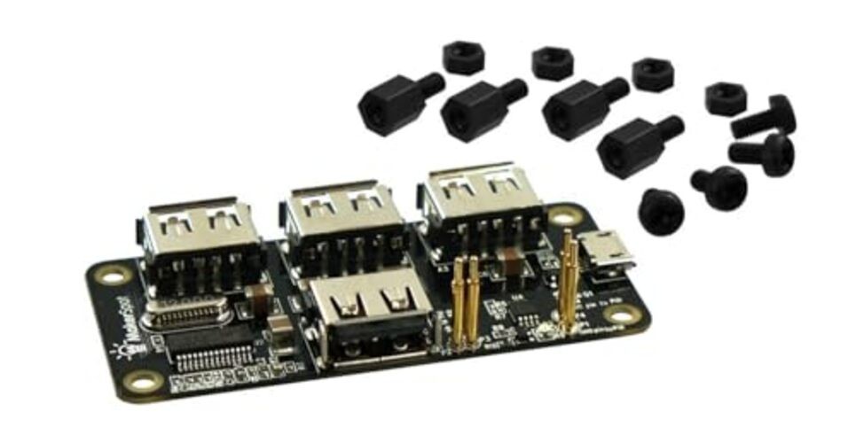 4-Port Stackable USB Hub HAT for Raspberry Pi Zero W V1.3 & Pi Zero W /2W with