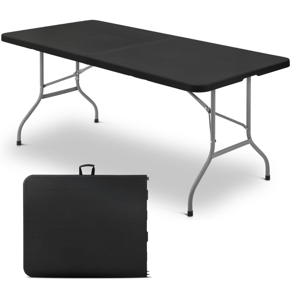 6ft Folding Table with Carry Handle, Portable Heavy Duty Plastic Utility Tabl...