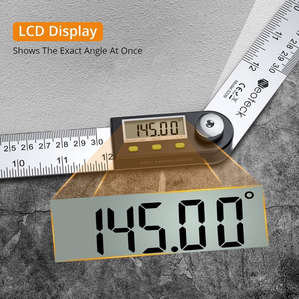 Neoteck 12" Digital Angle Ruler + 16" Finder