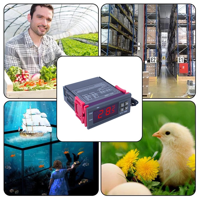 2x Digital Temperature Controller STC-1000 Thermostat w/ NTC Sensor AC 110V 220V