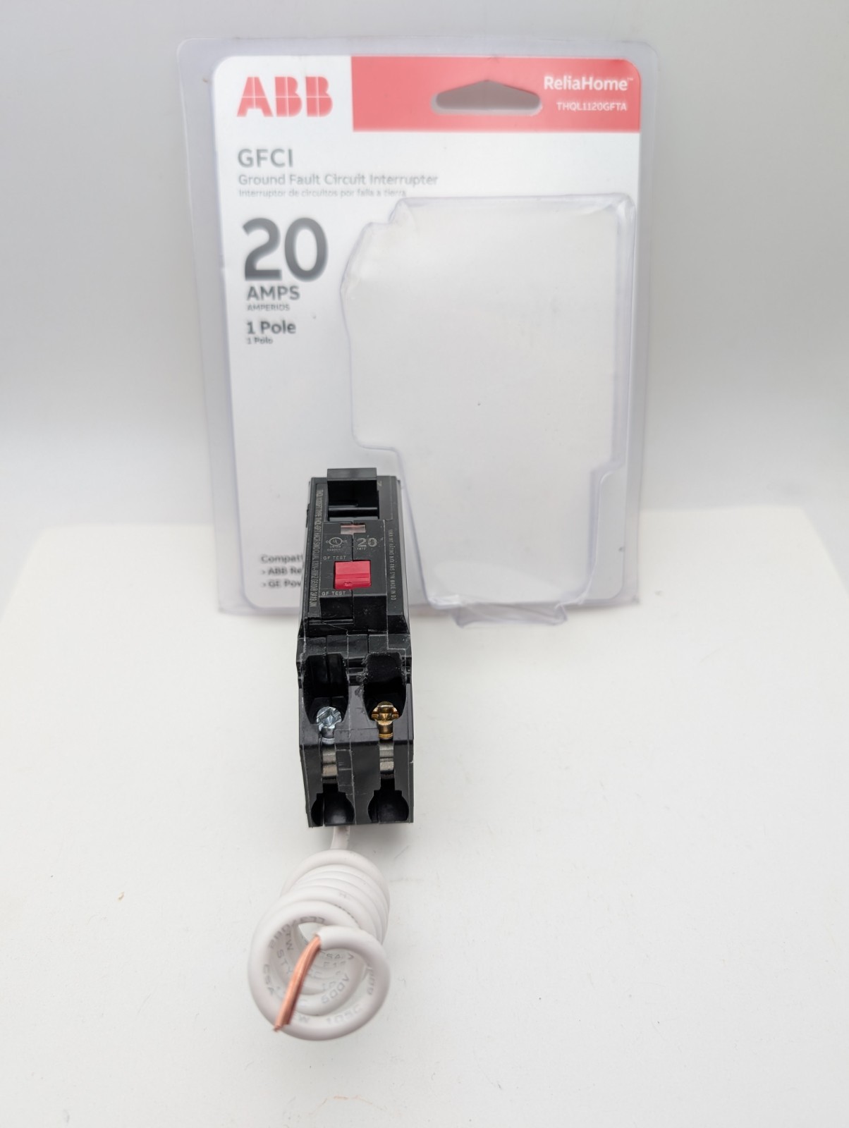 ABB 20 Amp 1-Pole Ground Fault Breaker with Self-Test (THQL1120GFTA) Open Box