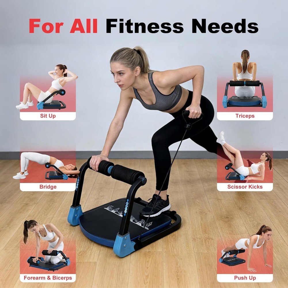 Adjustable Ab Trainer Ab Machine Sit Up Exercise Equipment & Core Machine blue