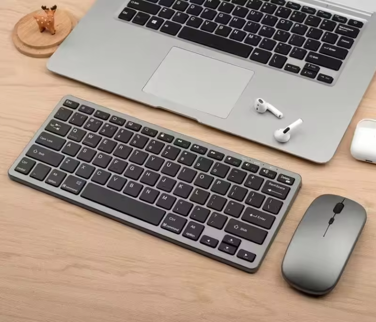 Wireless Slim Silent US Keyboard Mouse Bluetooth USB Dongle Apple Tablet PC TV