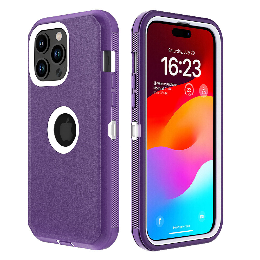 For iPhone 15 Pro Max 15 Case Shockproof Cover+Tempered Glass Screen Protector