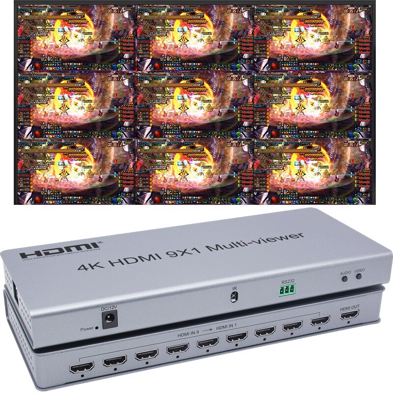 4K 9x1 HDMI Quad Multi-viewer 9 Channel Seamless Switch Screen Splitter Divider