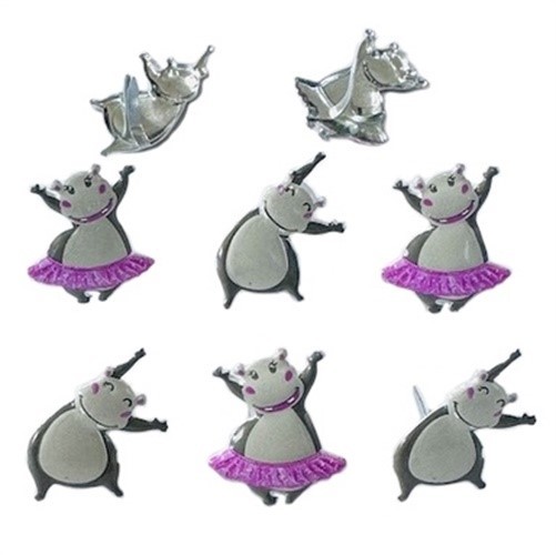 Eyelet Outlet Shape Brads 12/Pkg-Hippo