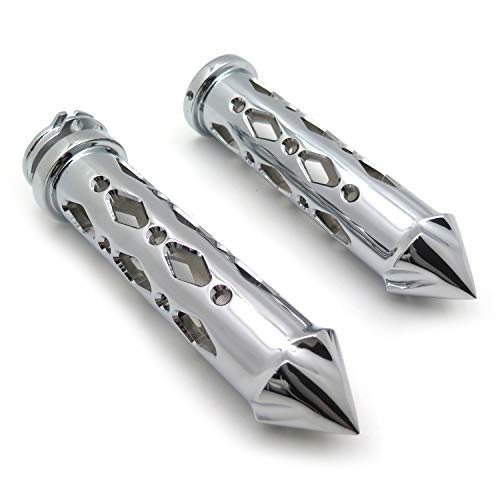 TRHB121-22- Chromed Hollowed-out Spike Grip 7/8" Bars CNC Compatible with