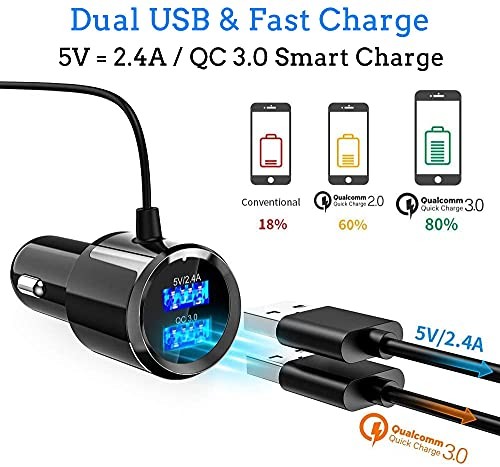 FM Transmitter Bluetooth 5.0 Hands-Free Car Kit with Quick Charge QC 3.0 Car