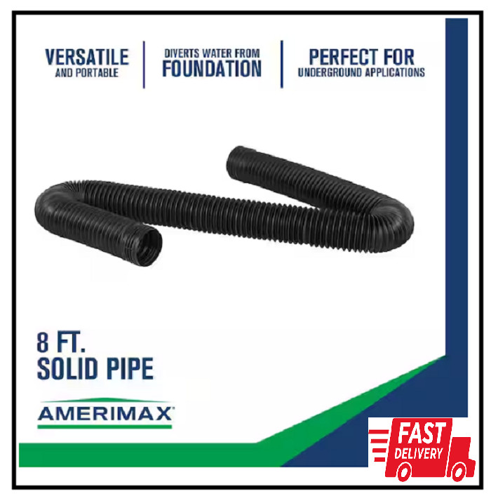 FLEX Drain 4 in. x 8 ft. Black Copolymer Solid Drain Pipe Easily expands