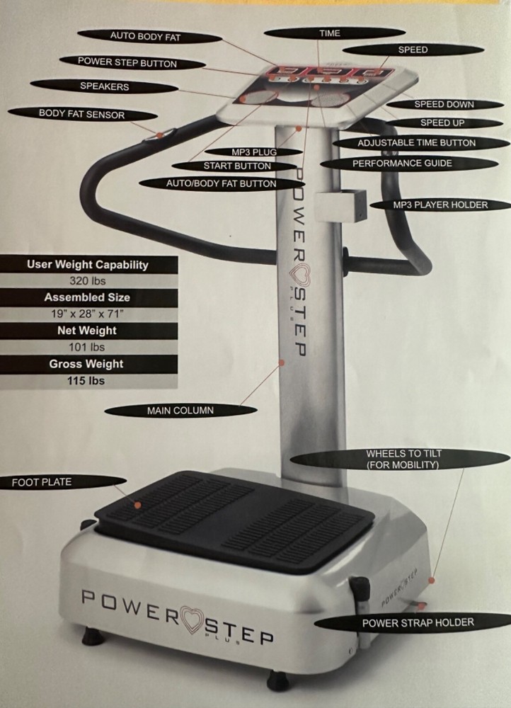 POWER STEP PLUS Whole Body Vibration Cellulite Reduce Exercise Platform Machine