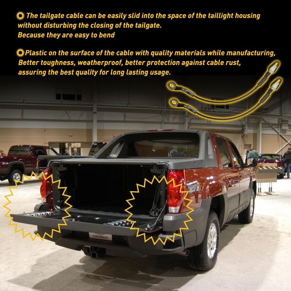 Pair Tailgate Support Cable 99-06 For Silverado Sierra 2002-06 Avalanche H2 EOA