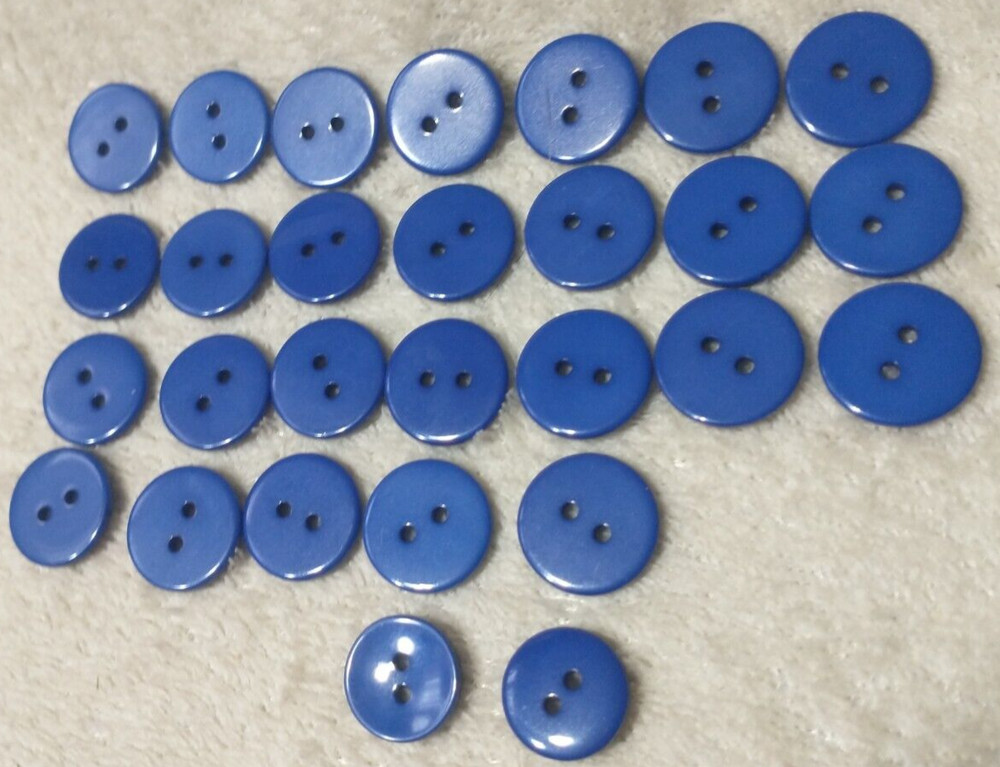 28 Blue Plastic 1/2" Buttons Round Two Holed B37