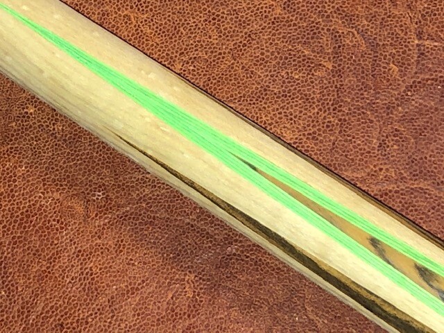 Prather 6 Point Prong Pool Cue Front. Bocote into Maple.