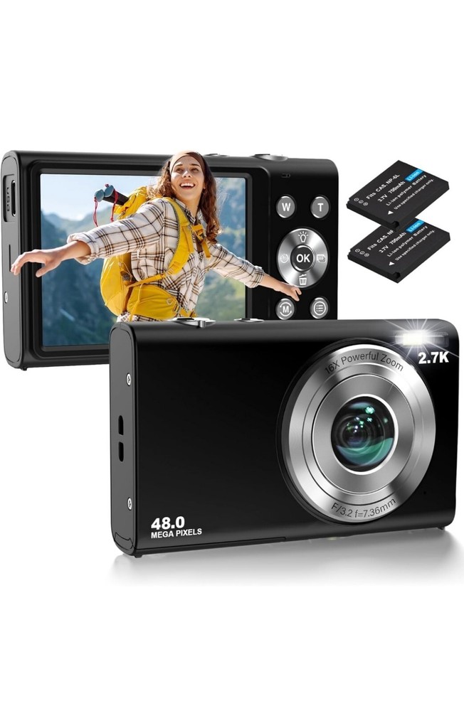 Digital Camera, Autofocus Compact Camera HD 2.7K 48MP with 2.8" Large Screen
