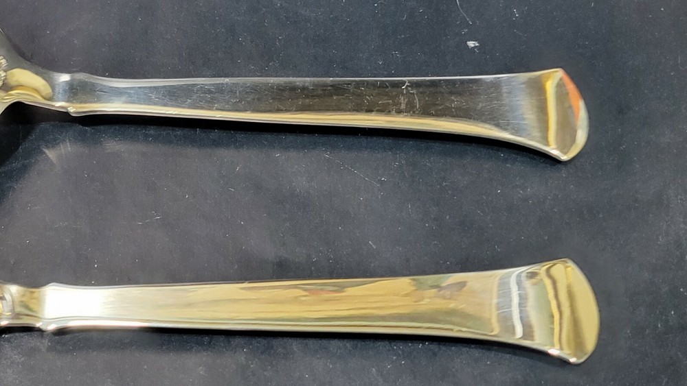 Hans Hansen Danish Solid Sterling Salad Serving Set, Spoon & Fork, 9", 202 grams