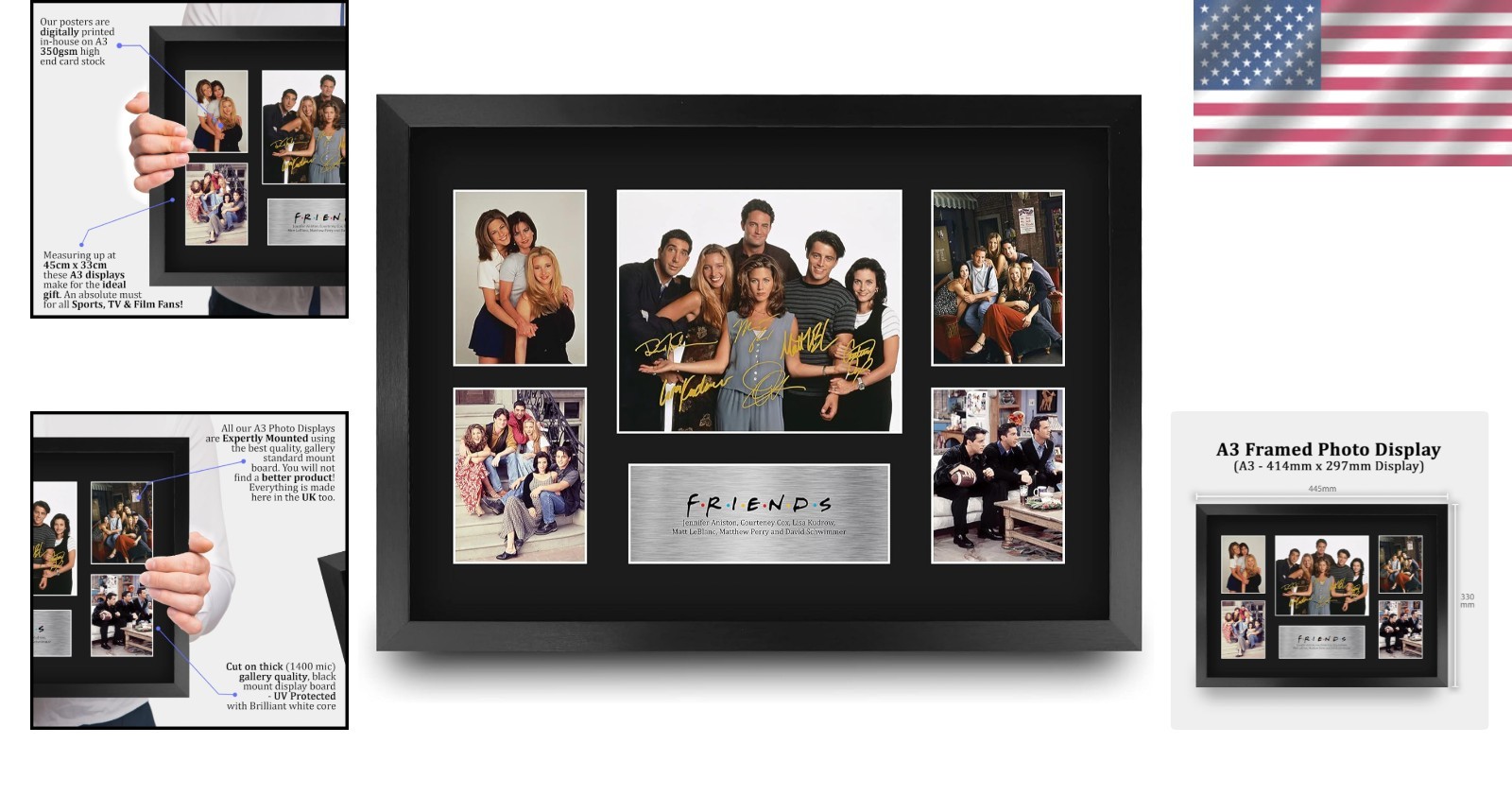 Friends TV Show Cast Wall Art - Autographed Display 16x12 Inches
