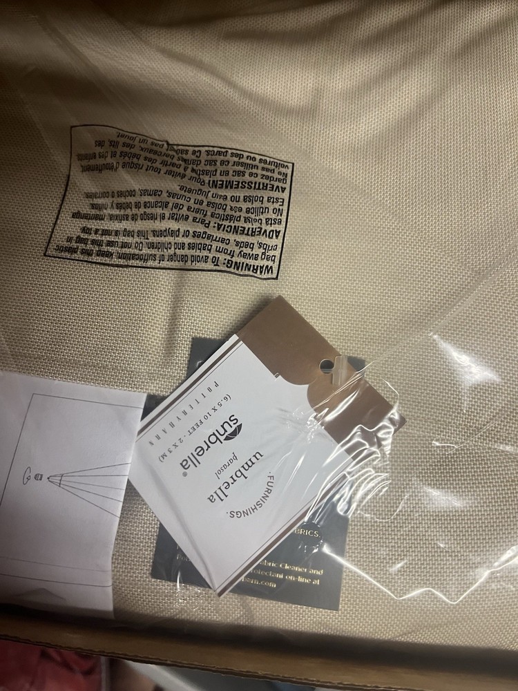 Pottery Barn replacement umbrella canopy rectangular linen sand sunbrella in box
